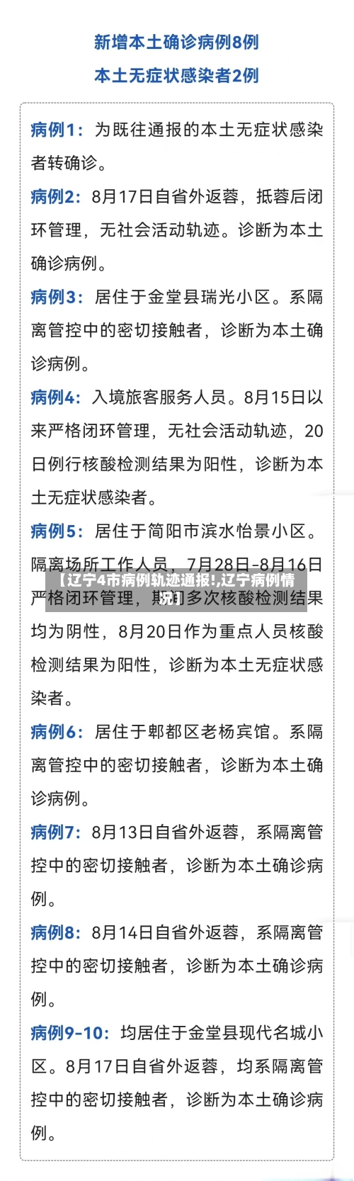 【辽宁4市病例轨迹通报!,辽宁病例情况】