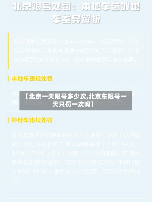 【北京一天限号多少次,北京车限号一天只罚一次吗】