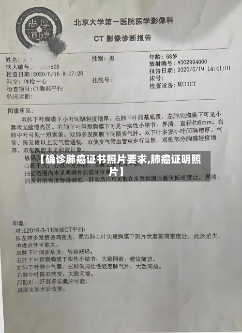 【确诊肺癌证书照片要求,肺癌证明照片】