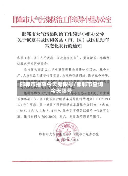 邯郸市播放今天新限号/邯郸市查询今天限号