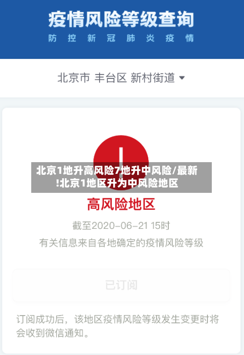 北京1地升高风险7地升中风险/最新!北京1地区升为中风险地区