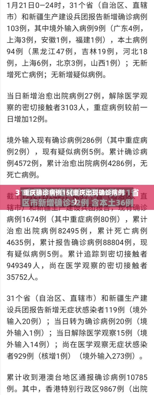 重庆确诊病例15(重庆出现确诊病例)