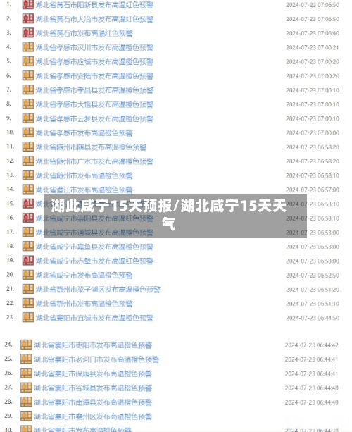湖此咸宁15天预报/湖北咸宁15天天气