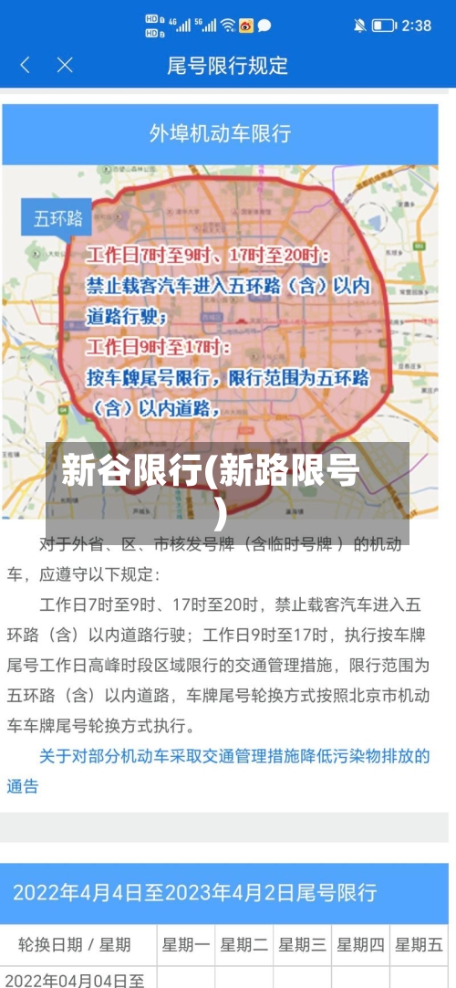 新谷限行(新路限号)