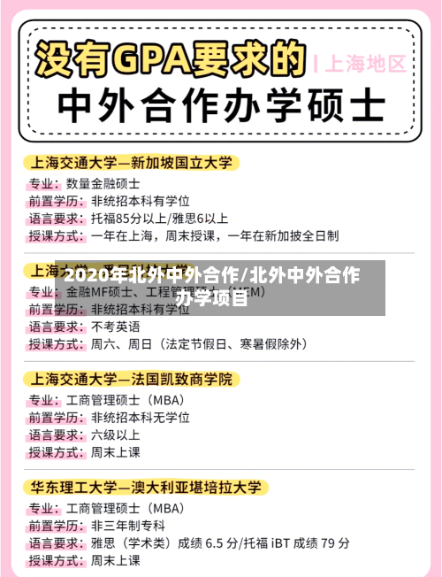 2020年北外中外合作/北外中外合作办学项目