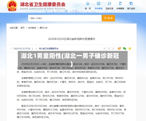 湖北1男童阳性(湖北一男子确诊新冠)