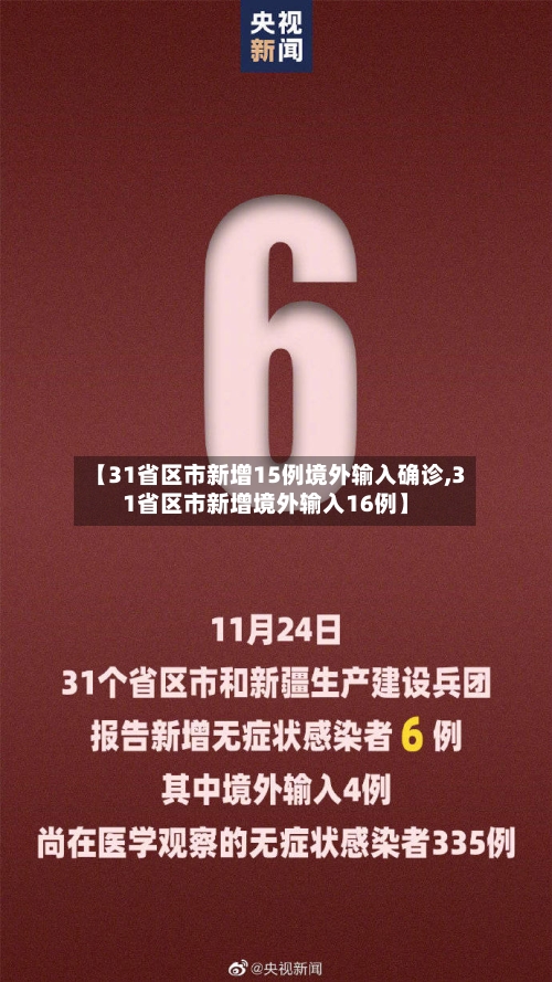 【31省区市新增15例境外输入确诊,31省区市新增境外输入16例】