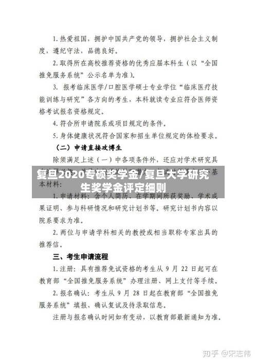 复旦2020专硕奖学金/复旦大学研究生奖学金评定细则