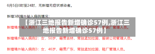 【浙江三地报告新增确诊57例,浙江三地报告新增确诊57例】