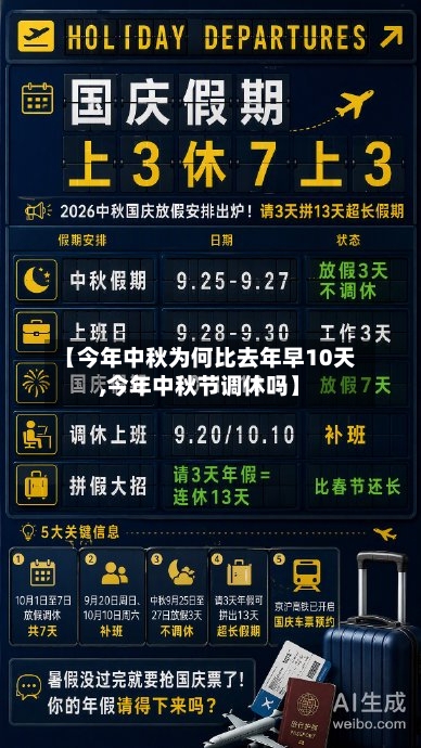 【今年中秋为何比去年早10天,今年中秋节调休吗】