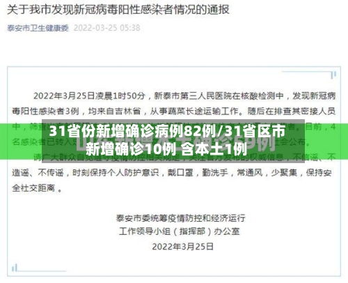 31省份新增确诊病例82例/31省区市新增确诊10例 含本土1例