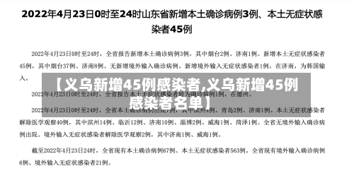 【义乌新增45例感染者,义乌新增45例感染者名单】