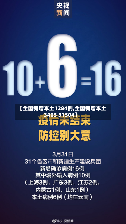 【全国新增本土1284例,全国新增本土3405 31504】