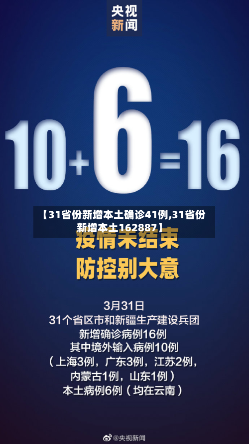 【31省份新增本土确诊41例,31省份新增本土162887】