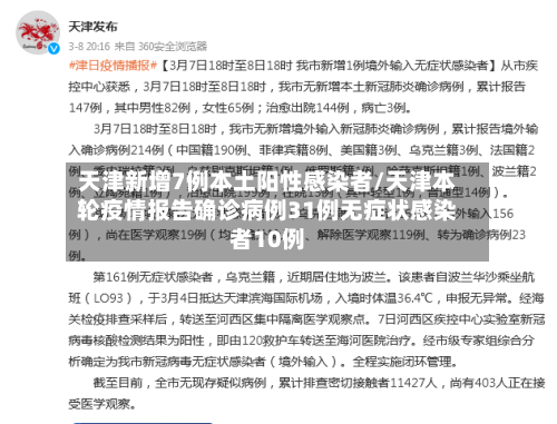 天津新增7例本土阳性感染者/天津本轮疫情报告确诊病例31例无症状感染者10例