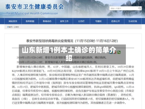 山东新增1例本土确诊的简单介绍