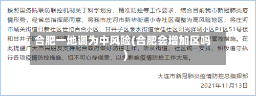 合肥一地调为中风险(合肥会增加区吗)