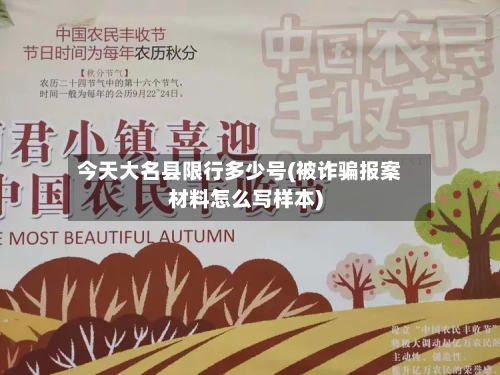今天大名县限行多少号(被诈骗报案材料怎么写样本)