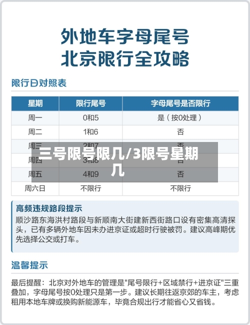 三号限号限几/3限号星期几