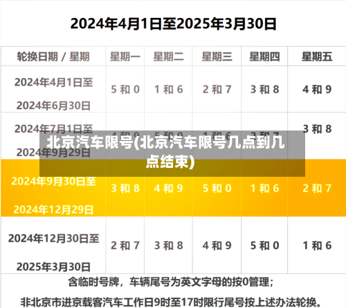 北京汽车限号(北京汽车限号几点到几点结束)