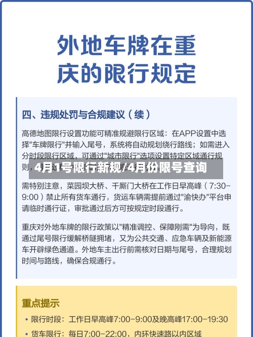 4月1号限行新规/4月份限号查询
