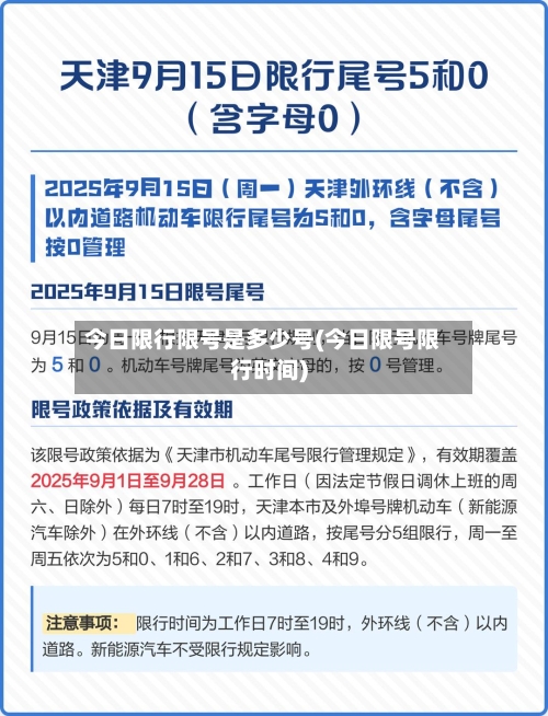 今日限行限号是多少号(今日限号限行时间)