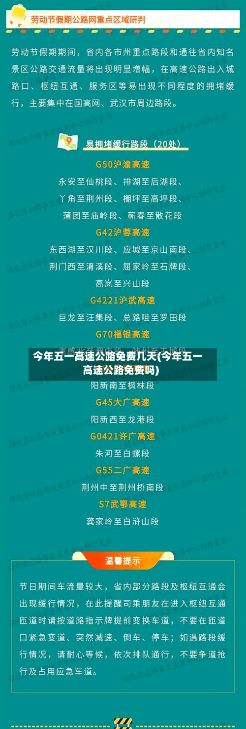 今年五一高速公路免费几天(今年五一高速公路免费吗)