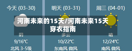 河南未来的15天/河南未来15天穿衣指南